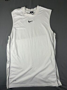 Nike Dri Fit Tank Top Men’s Large Center Swoosh White Air Cool Mesh Basketball